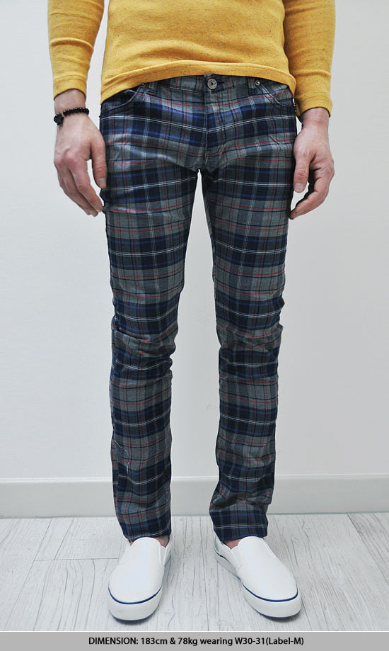 navy blue checkered pants